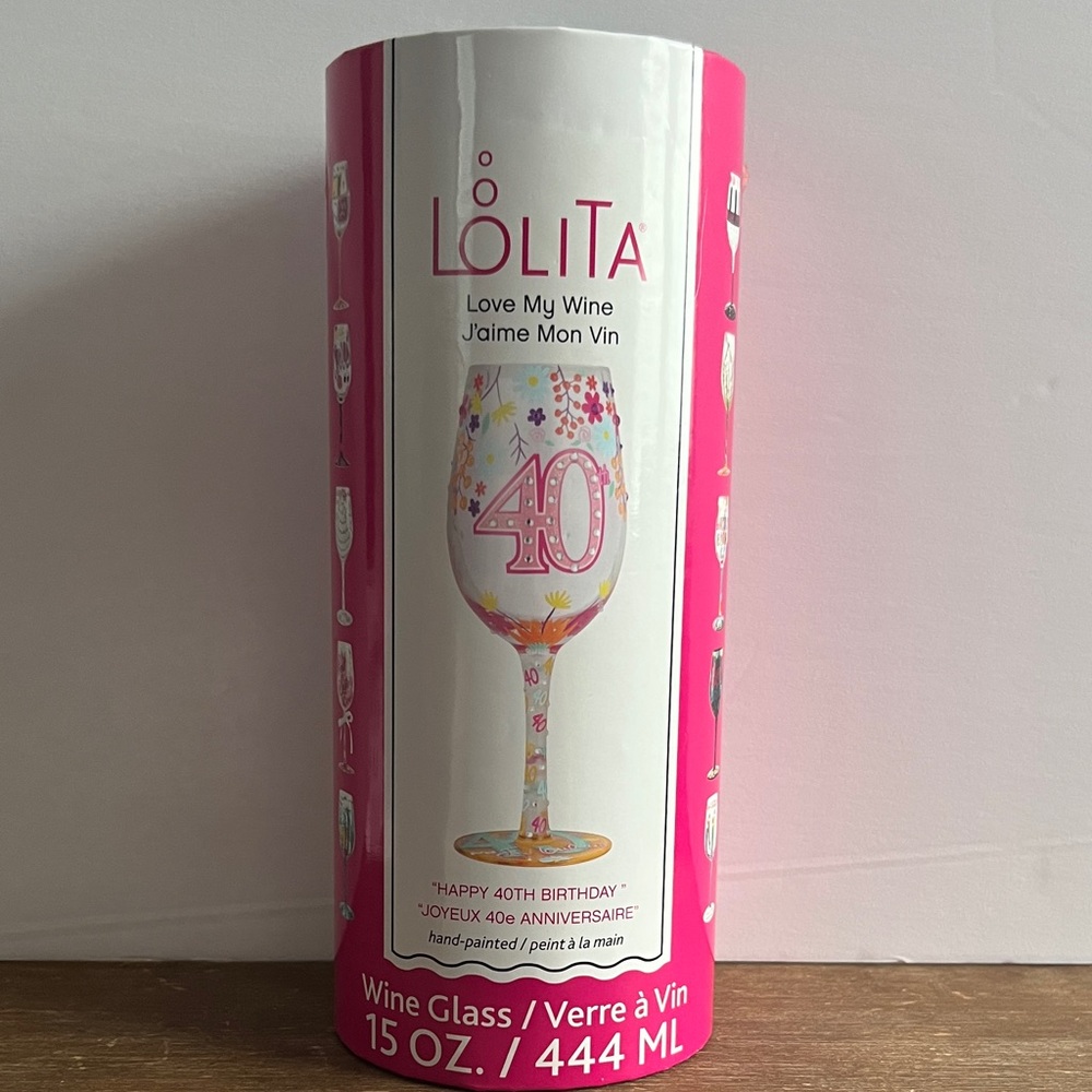 Lolita Pink 40th Celebration Wine Glass